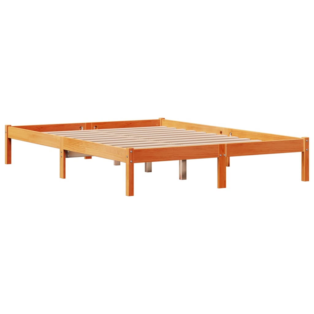 Bedframe met hoofdbord grenenhout wasbruin 140x200 cm