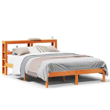 Bedframe met hoofdbord grenenhout wasbruin 140x200 cm