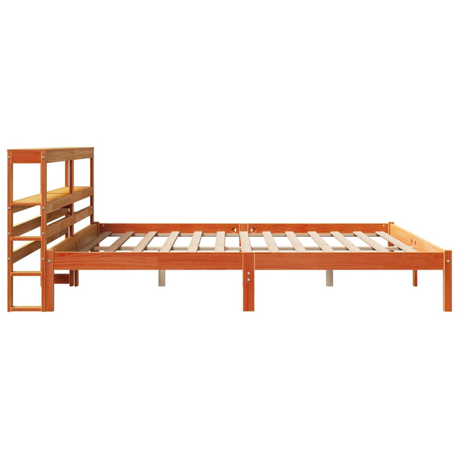 Bedframe met hoofdbord massief grenenhout wasbruin 200x200 cm