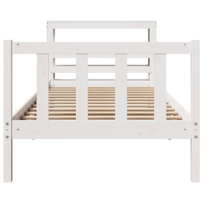 Bedframe zonder matras massief grenenhout wit 75x190 cm