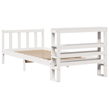 Bedframe zonder matras massief grenenhout wit 75x190 cm