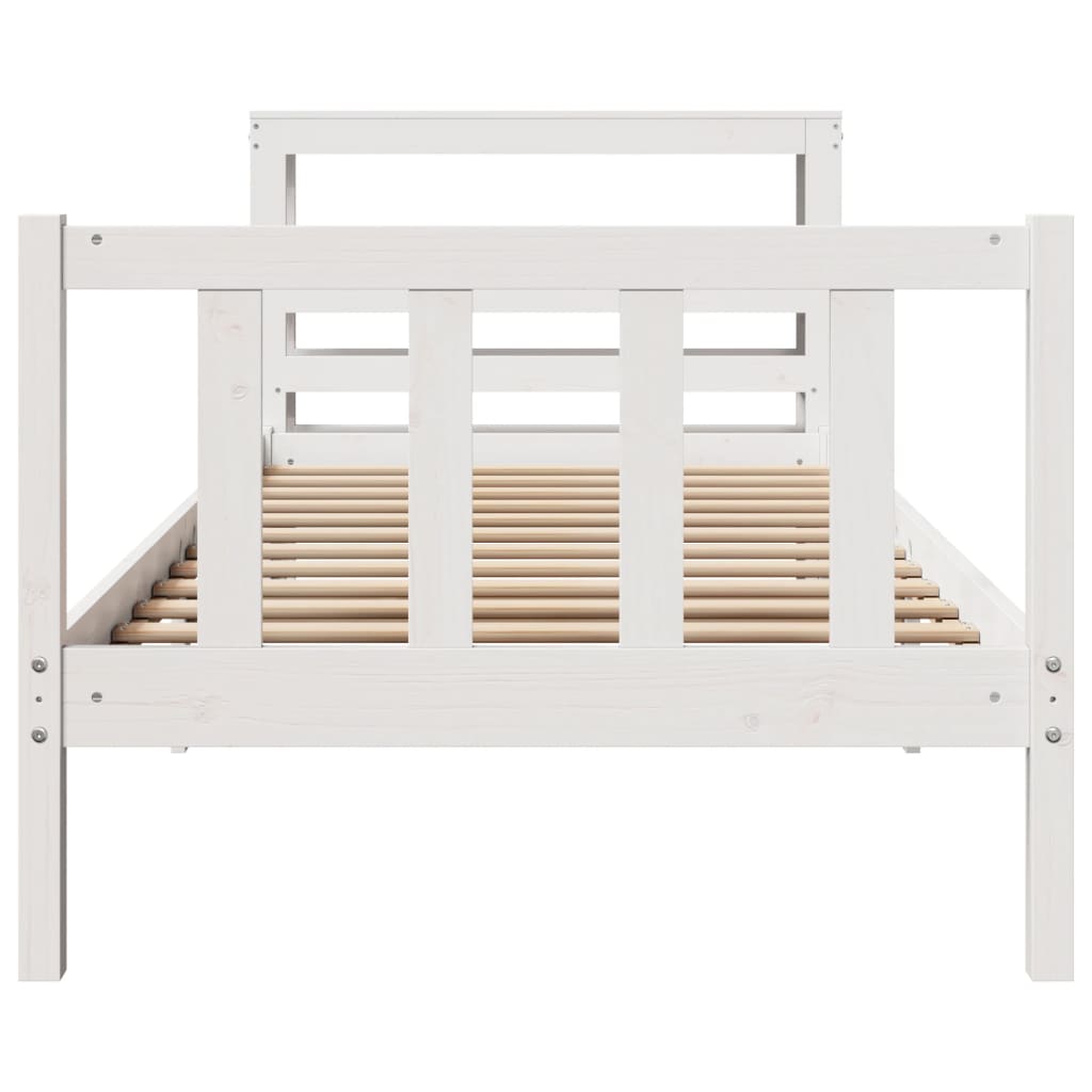 Bedframe Zonder Matras Massief Grenenhout 90 x 190 cm Wit