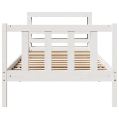 Bedframe Zonder Matras Massief Grenenhout 90 x 190 cm Wit