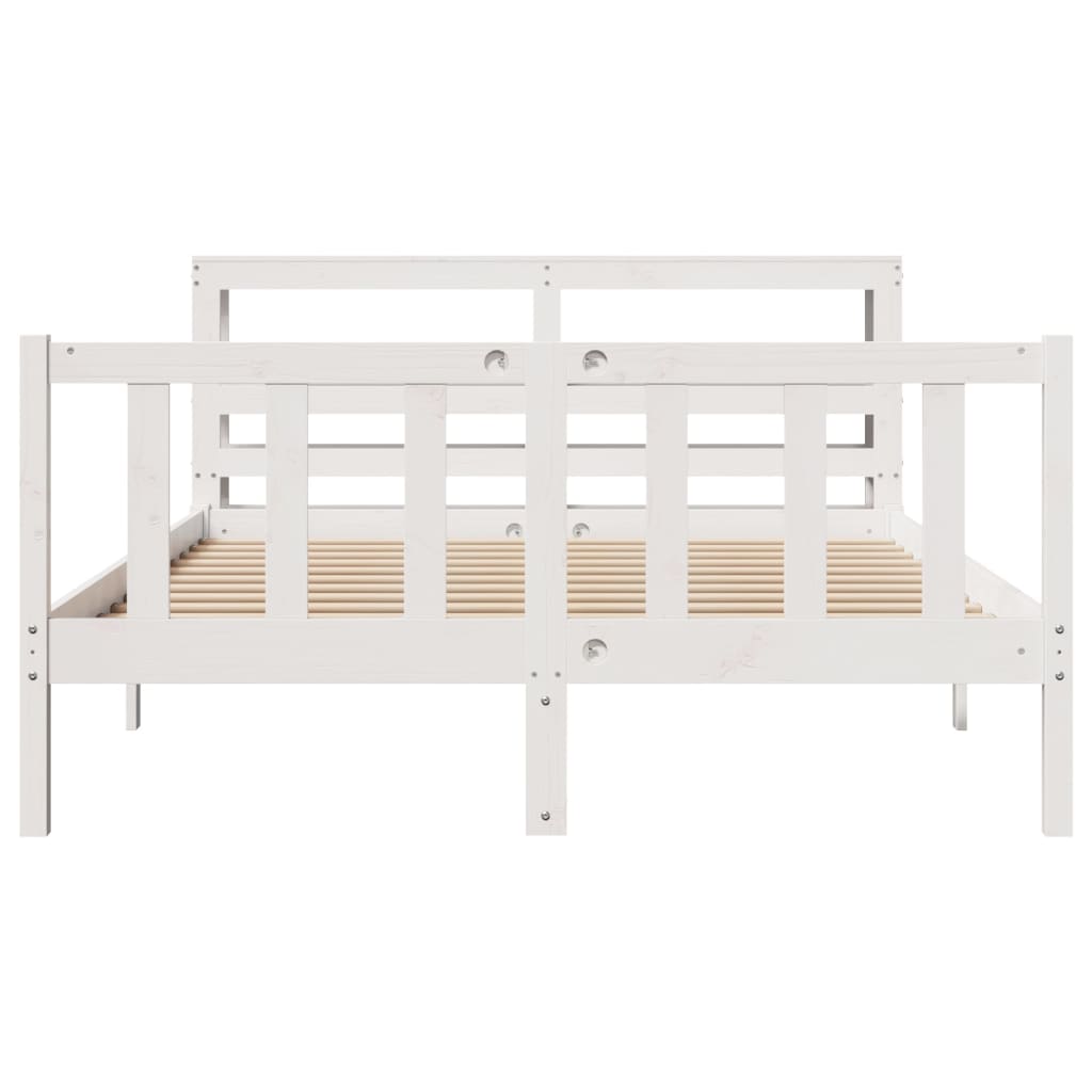 Bedframe zonder matras massief grenenhout wit 140x190 cm