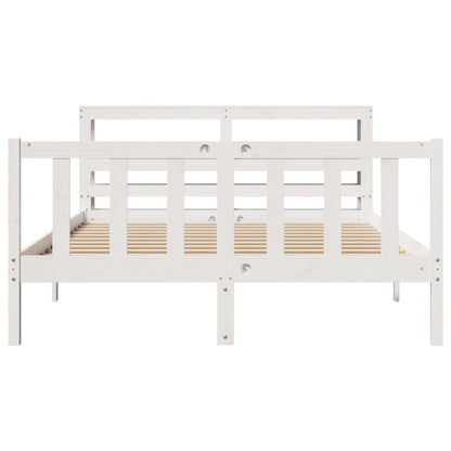 Bedframe zonder matras massief grenenhout wit 140x190 cm
