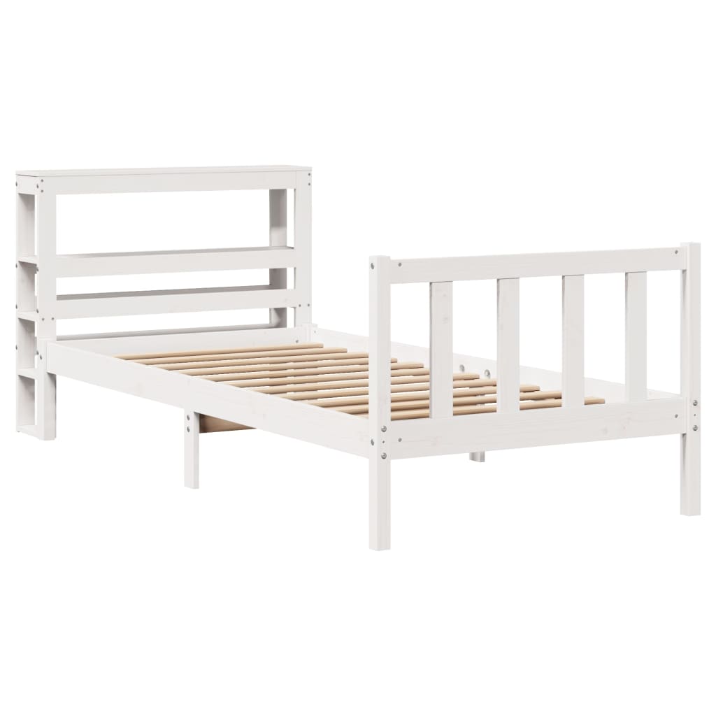 Bedframe Zonder Matras Massief Grenenhout 90 x 200 cm Wit