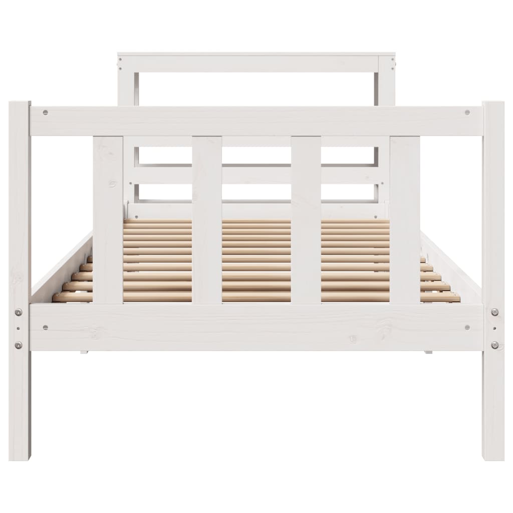 Bedframe Zonder Matras Massief Grenenhout 90 x 200 cm Wit