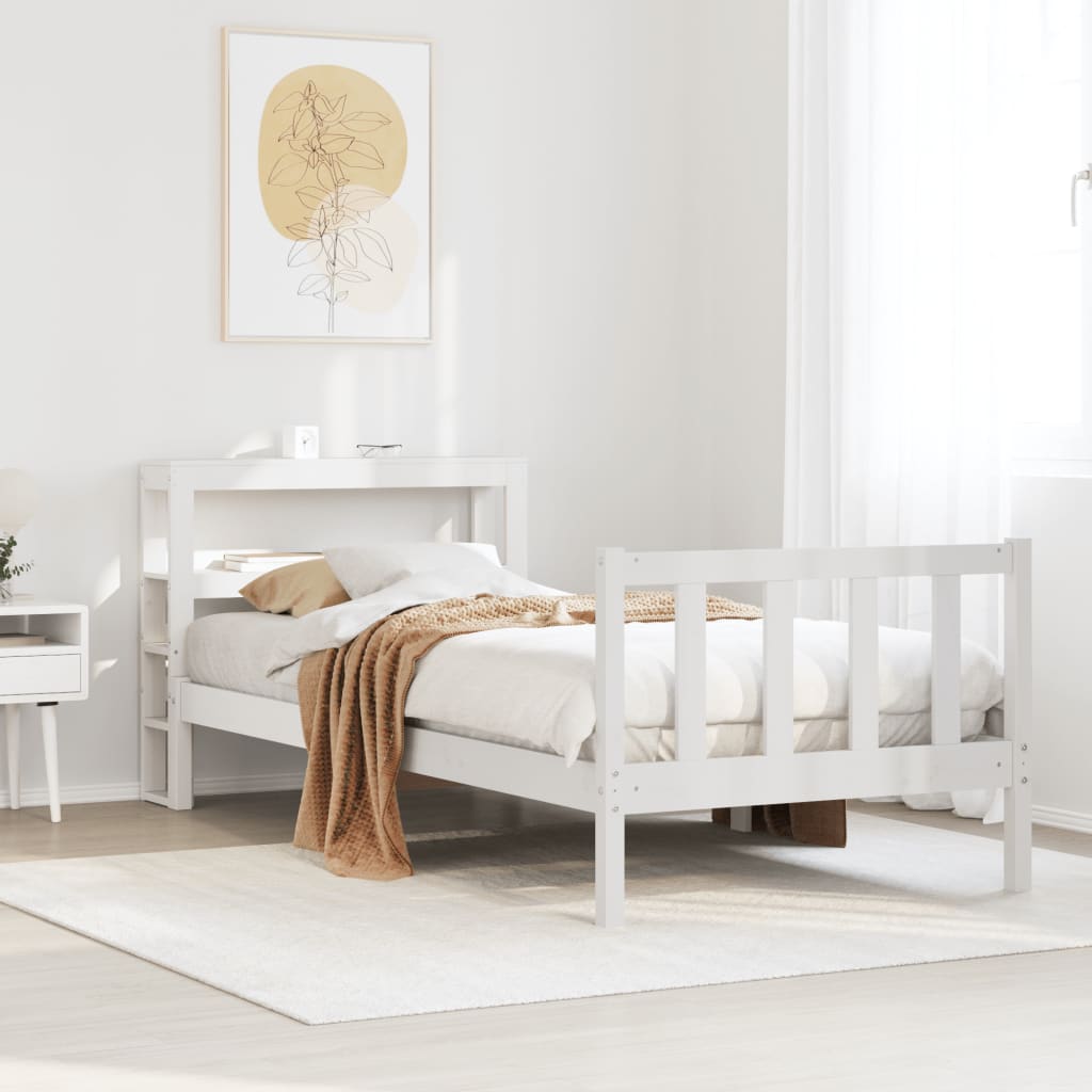 Bedframe Zonder Matras Massief Grenenhout 90 x 200 cm Wit