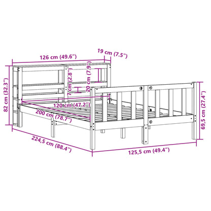 Bedframe zonder matras massief grenenhout wit 120x200 cm