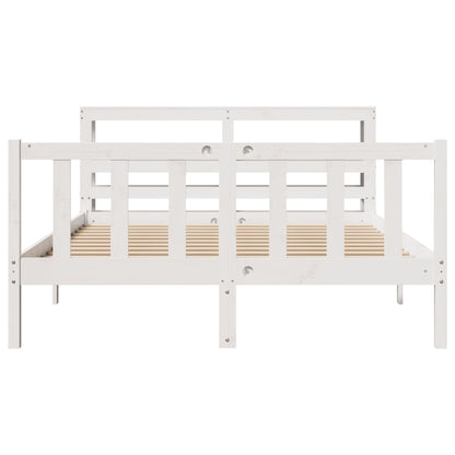 Bedframe zonder matras massief grenenhout wit 120x200 cm