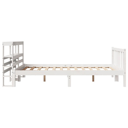 Bedframe zonder matras massief grenenhout wit 140x200 cm