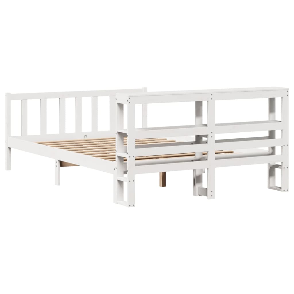 Bedframe zonder matras massief grenenhout wit 140x200 cm