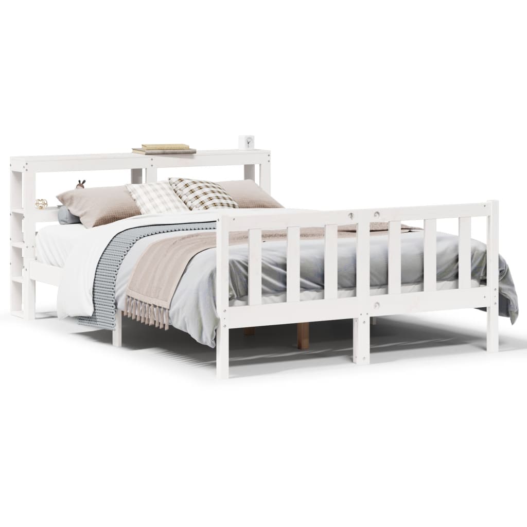 Bedframe zonder matras massief grenenhout wit 140x200 cm