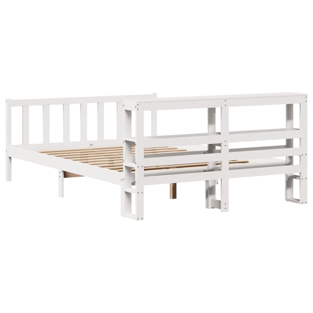 Bedframe zonder matras massief grenenhout wit 150x200 cm