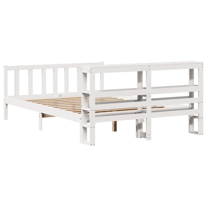 Bedframe zonder matras massief grenenhout wit 150x200 cm