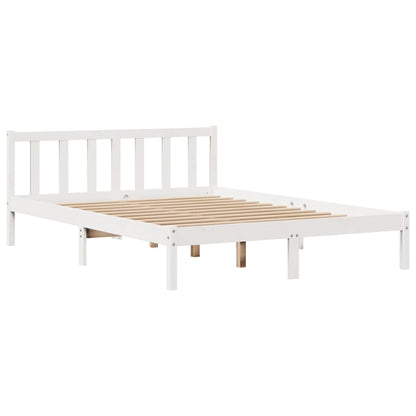 Bedframe zonder matras massief grenenhout wit 150x200 cm