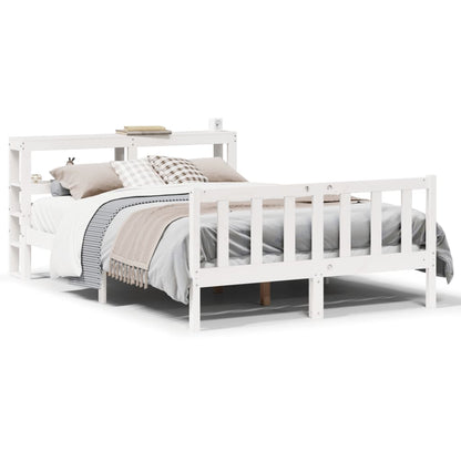 Bedframe zonder matras massief grenenhout wit 150x200 cm