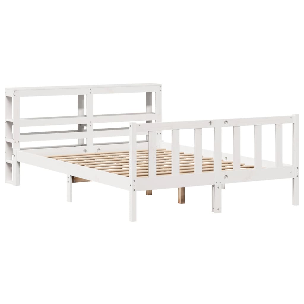Bedframe zonder matras massief grenenhout wit 160x200 cm
