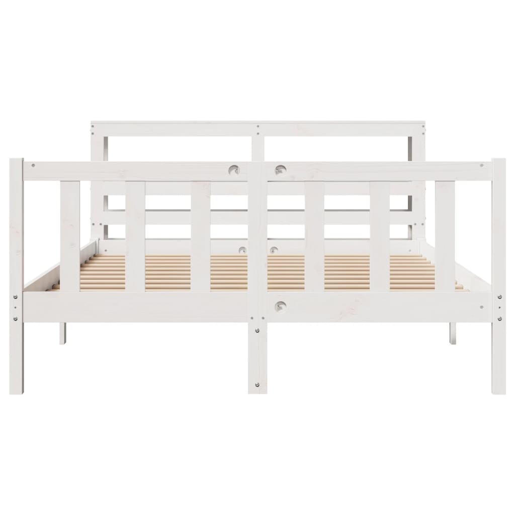 Bedframe zonder matras massief grenenhout wit 160x200 cm