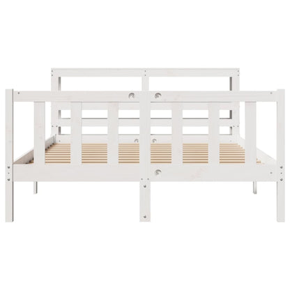 Bedframe zonder matras massief grenenhout wit 160x200 cm