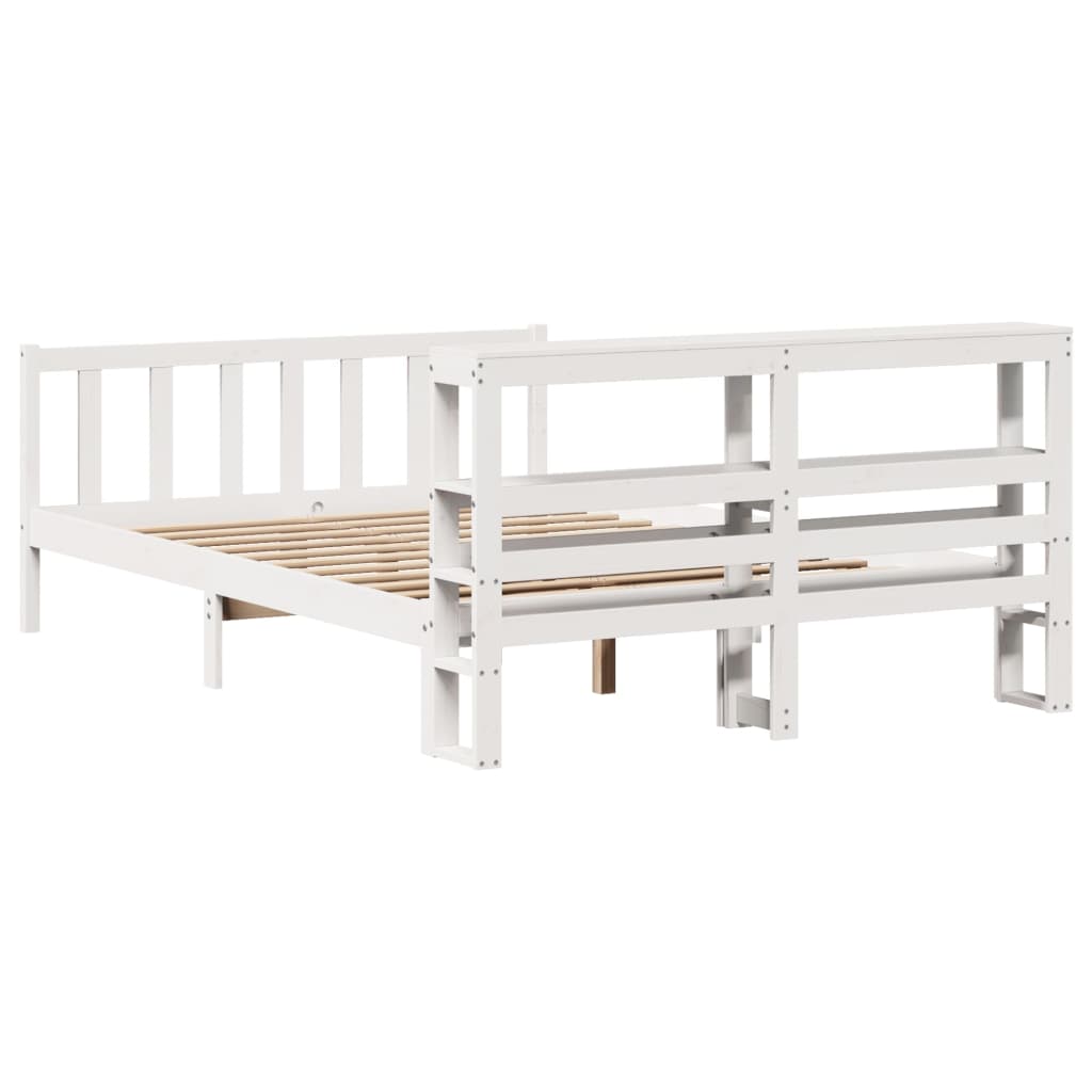 Bedframe zonder matras massief grenenhout wit 160x200 cm