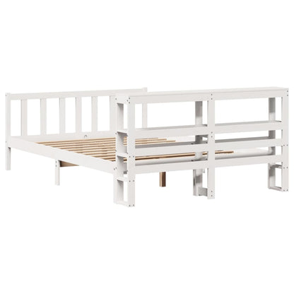Bedframe zonder matras massief grenenhout wit 160x200 cm