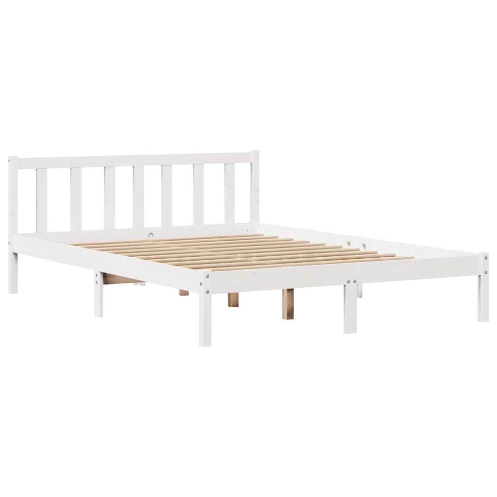 Bedframe zonder matras massief grenenhout wit 160x200 cm