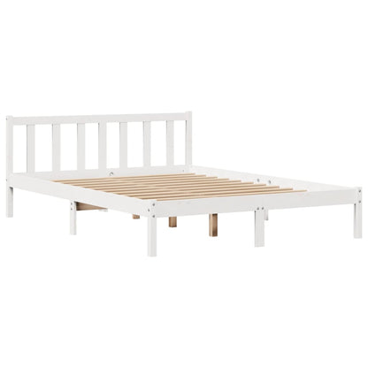 Bedframe zonder matras massief grenenhout wit 160x200 cm