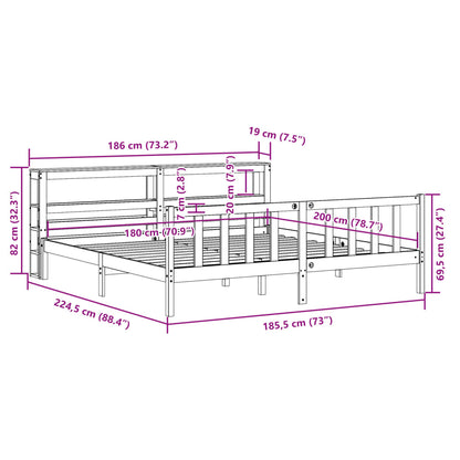 Bedframe zonder matras massief grenenhout 180x200 cm