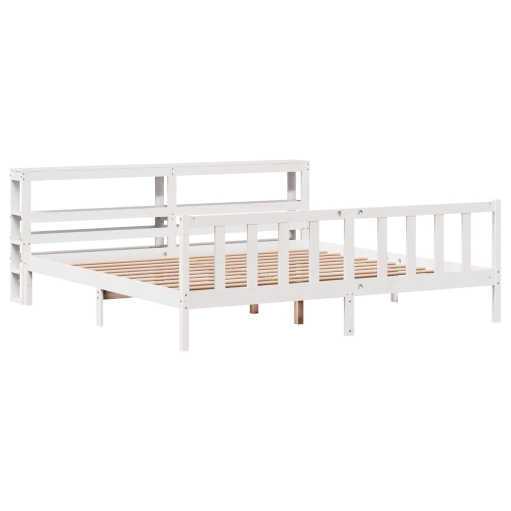 Bedframe zonder matras massief grenenhout wit 180x200 cm