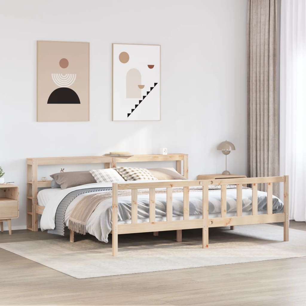 Bedframe Zonder Matras Massief Grenenhout 200 x 200 cm Naturel