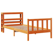 Bedframe met hoofdbord massief grenenhout wasbruin 100x200 cm