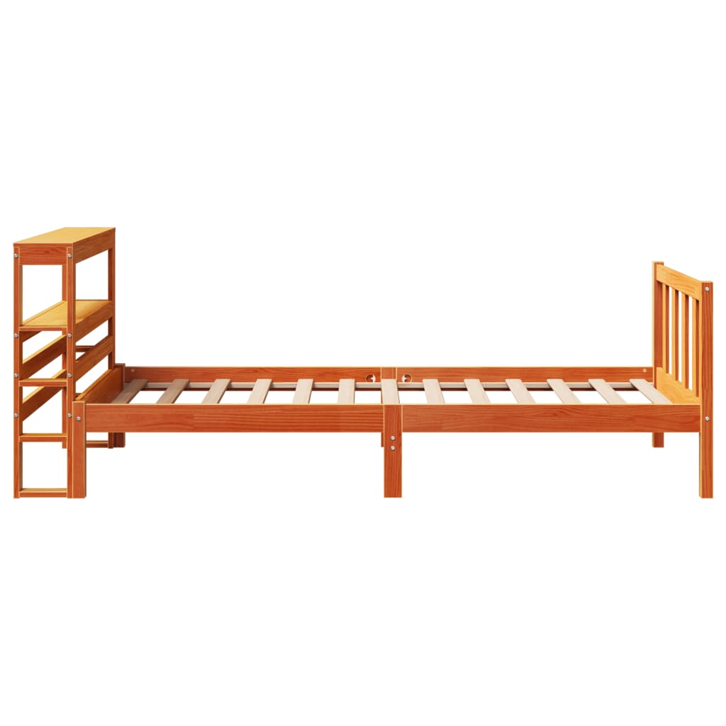 Bedframe met hoofdbord massief grenenhout wasbruin 100x200 cm