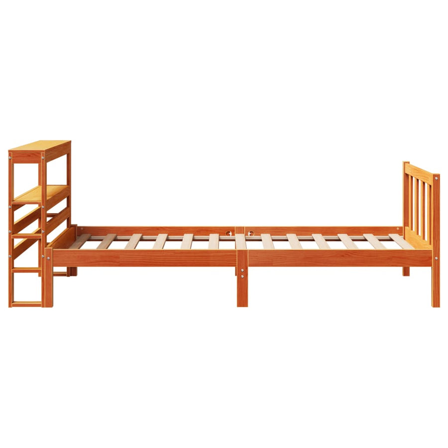 Bedframe met hoofdbord massief grenenhout wasbruin 100x200 cm