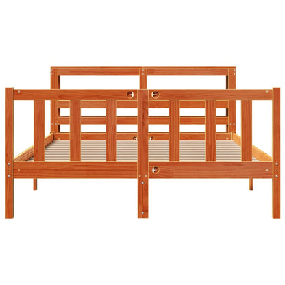Bedframe met hoofdbord massief grenenhout wasbruin 160x200 cm