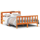 Bedframe met hoofdbord massief grenenhout wasbruin 160x200 cm