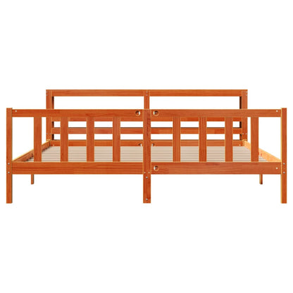 Bedframe met hoofdbord massief grenenhout wasbruin 180x200 cm