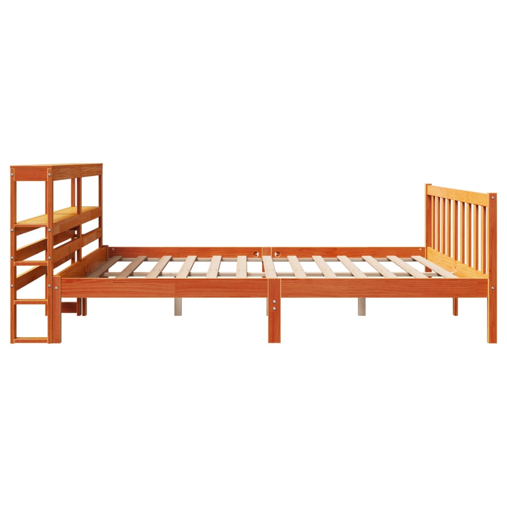 Bedframe met hoofdbord massief grenenhout wasbruin 180x200 cm