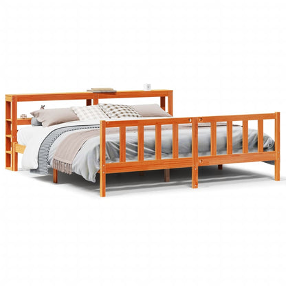 Bedframe met hoofdbord massief grenenhout wasbruin 180x200 cm