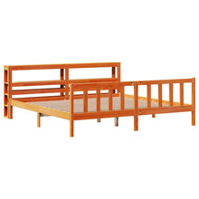 Bedframe met hoofdbord massief grenenhout wasbruin 200x200 cm