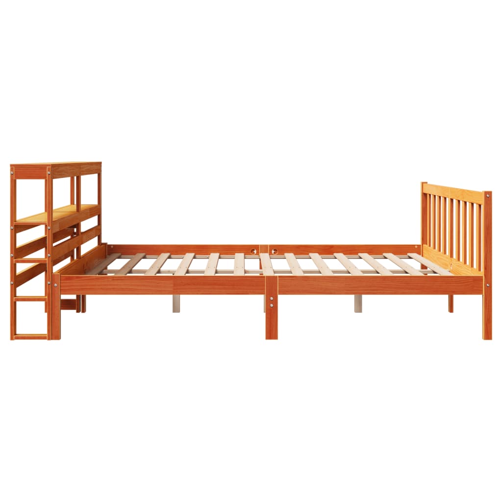 Bedframe met hoofdbord massief grenenhout wasbruin 200x200 cm