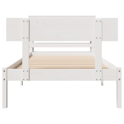Bedframe zonder matras massief grenenhout wit 75x190 cm