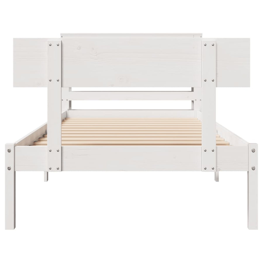 Bedframe zonder matras massief grenenhout wit 75x190 cm