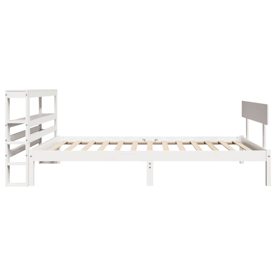 Bedframe zonder matras massief grenenhout wit 75x190 cm