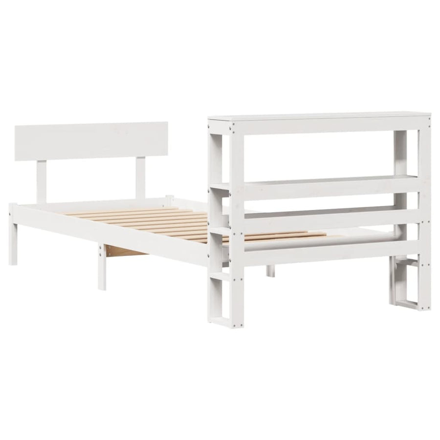 Bedframe zonder matras massief grenenhout wit 75x190 cm