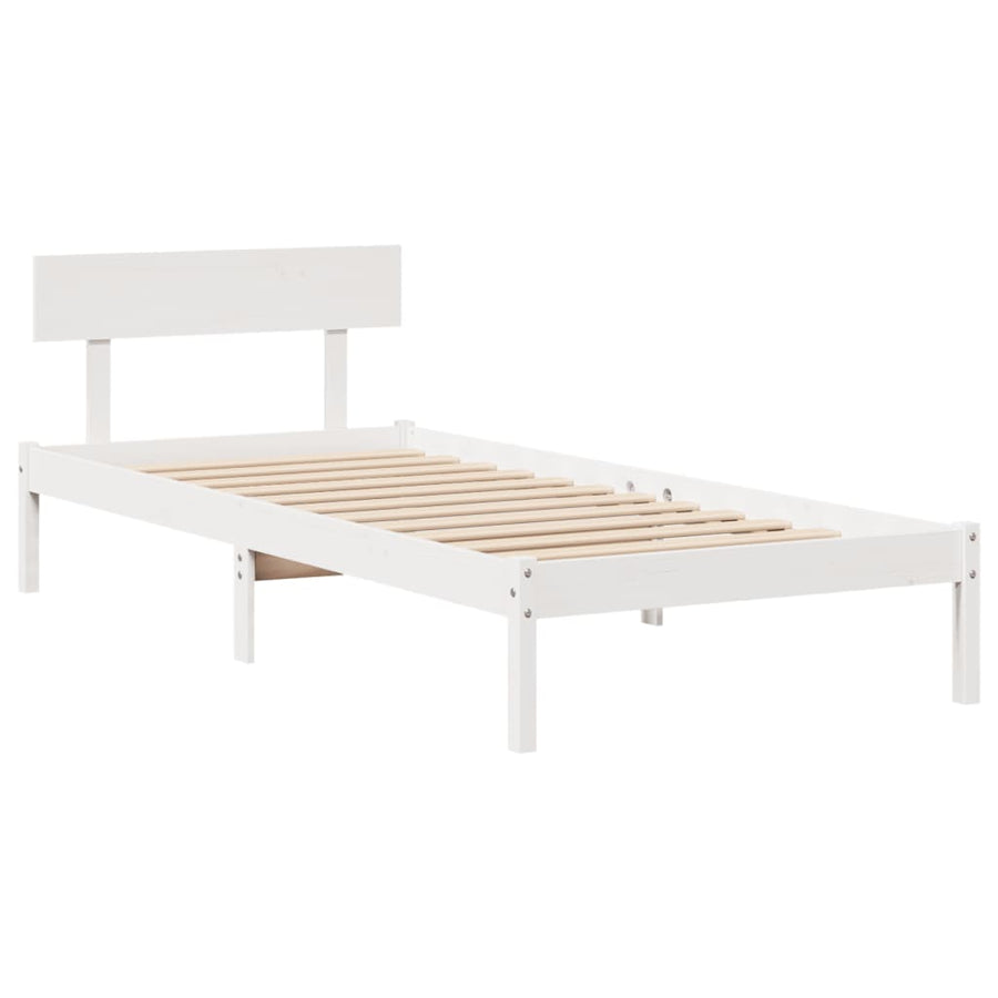 Bedframe zonder matras massief grenenhout wit 75x190 cm