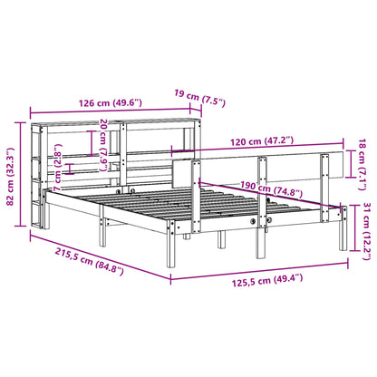 Bedframe zonder matras massief grenenhout wit 120x190 cm