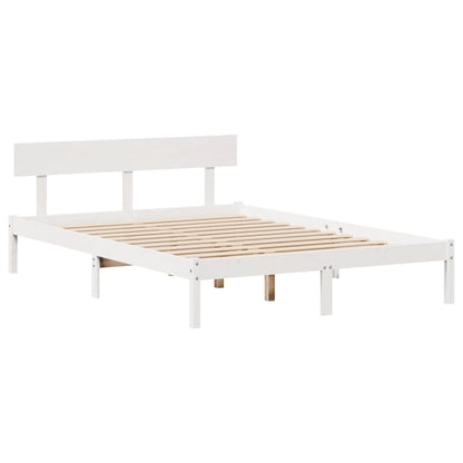 Bedframe zonder matras massief grenenhout wit 120x190 cm