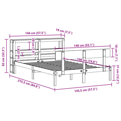 Bedframe zonder matras massief grenenhout 140x190 cm