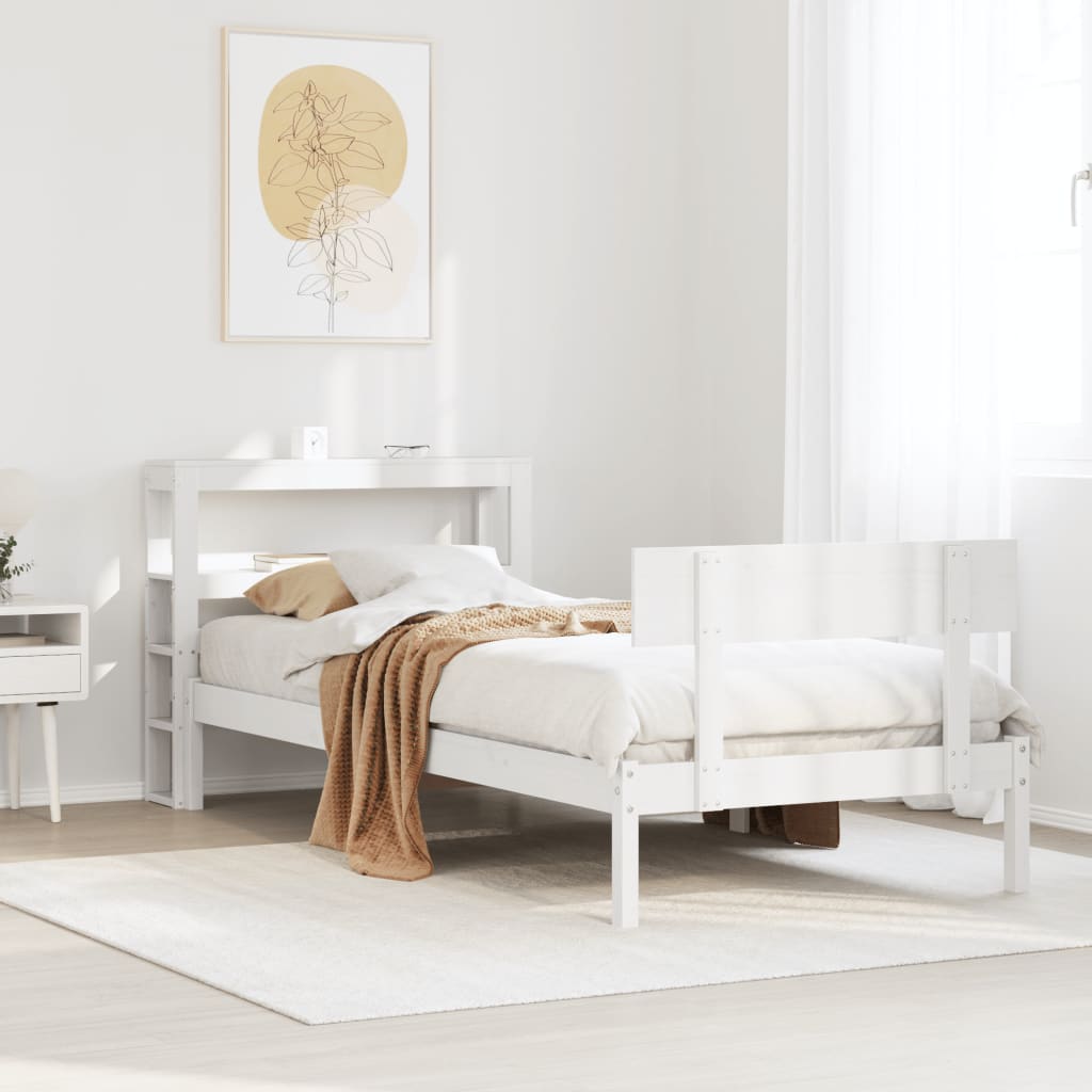 Bedframe Zonder Matras Massief Grenenhout 90 x 200 cm Wit